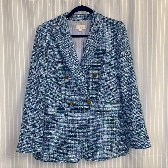 LOFT Jackets & Blazers - LOFT Blue and White Tweed Blazer